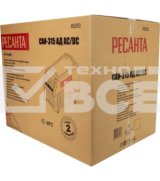 Сварочный аппарат Ресанта САИ-315АД инвертор MMA DC/TIG DC 13.8кВт