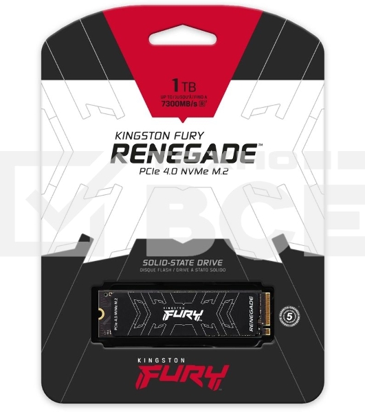 Накопитель SSD Kingston Fury Renegade, 1Tb, PCIe 4.0 x4, M.2 2280, NVMe, R/W 7300/6000, с радиатором