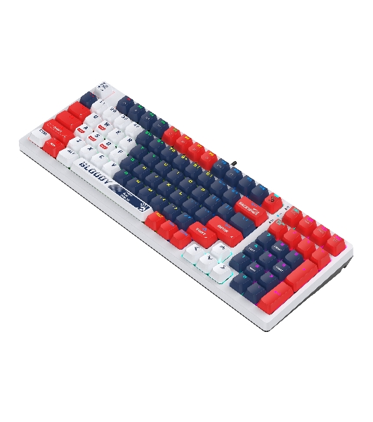 Клавиатура проводная A4Tech Bloody S98 механическая синий/белый USB for gamer LED (SPORTS NAVY)