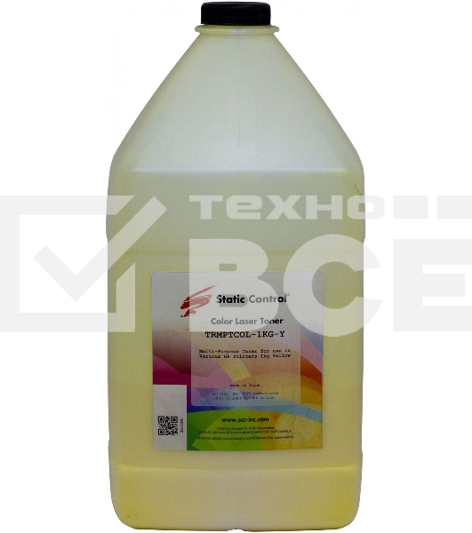 Тонер Static Control TRMPTCOL-1KG-Y желтый флакон 1000гр. для принтера HP CLJCP1515/Canon MF8330