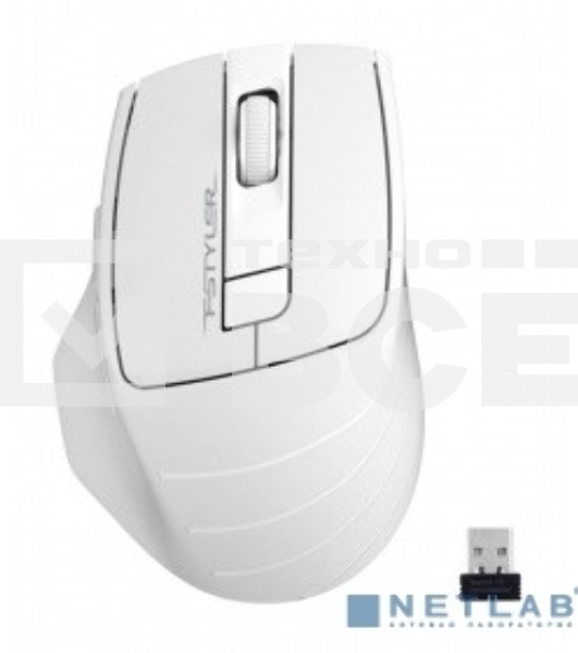 Мышь беспроводная A4Tech Fstyler FG30 белый/серый, 2000 dpi, радиоканал, USB, кнопки - 5