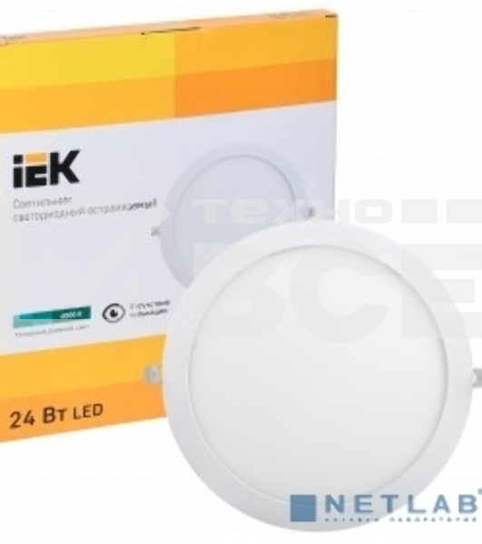 Светильник Iek LDVO0-1609-1-24-4000-K01 ДВО 1609 белый круг LED 24Вт 4000 IP20 алюм. корпус, диам 295 мм