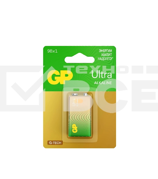 Алкалиновая батарейка GP Ultra Alkaline G-Tech 9V Крона - 1 шт. на блистере