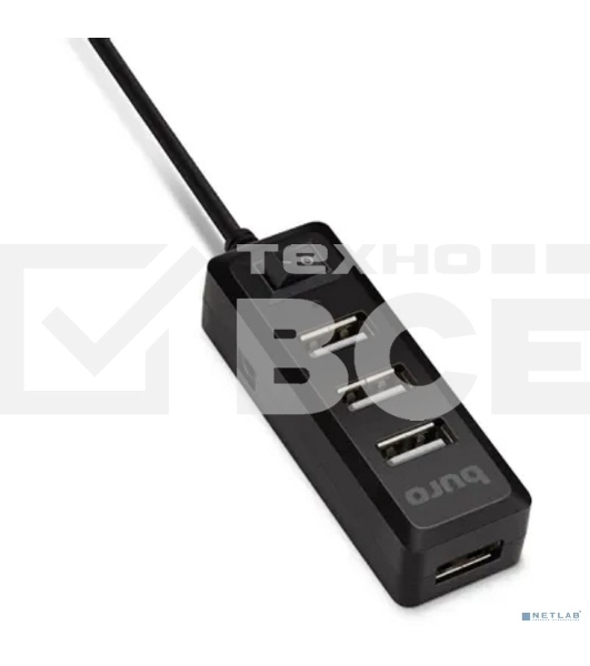 Разветвитель USB 2.0 Buro BU-HUB4-0.5L-U2.0 4порт. черный