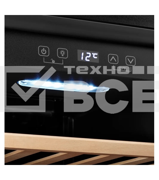 Винный шкаф Kuppersberg RSW 82, отдельностоящий, High-Tech, объем 128 л, вместимость 40 бутылок, диапазон температуры 5-20 градусов, механическое открытие двери, 6 полок из бука, LCD дисплей, уровень шума 38 дБ, черный