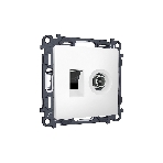Комплект механизма розетки компьютерной + TV оконечной RJ-45 с автоматической защитной шторкой ALFA Белый матовый QUANT (AP1325, VM195) MA132510, фото 1