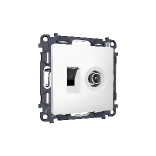 Комплект механизма розетки компьютерной + TV оконечной RJ-45 с автоматической защитной шторкой ALFA Белый матовый QUANT (AP1325, VM195) MA132510