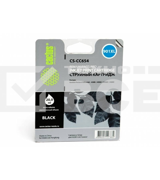 Картридж струйный Cactus CS-CC654 черный для №901 HP OfficeJet-4500/J4580/J4660/J4680 (18ml)