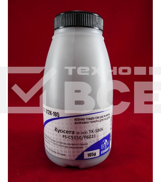 Тонер для Kyocera TK-580K, FS-C5150/P6021 Black (фл. 105г) 3,5K B&W Standart (Tomoegawa) фас. Россия