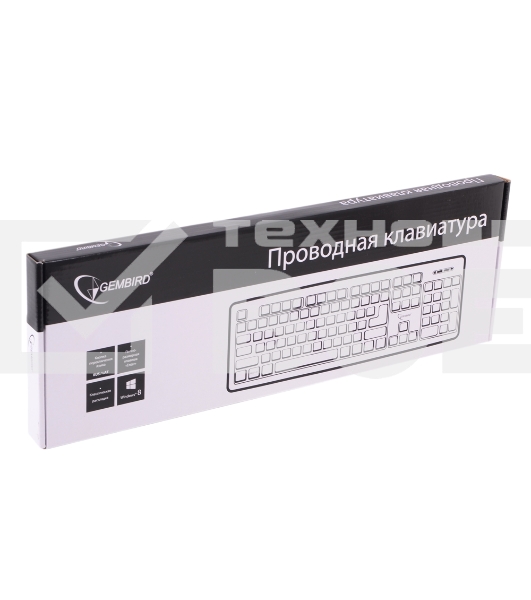 Клавиатура Gembird KB-8320U-Ru_Lat-BL, черный, USB, кнопка переключения RU/LAT,104 клавиши