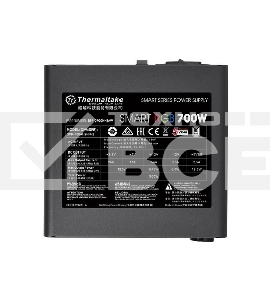 Блок питания Thermaltake Smart RGB (PS-SPR-0700NHSAWE-1), 700Вт, 80 PLUS, 120мм, черный