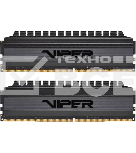 Оперативная память Patriot Viper 4 Blackout, DDR4, 8GB (2x4 GB), 3000 MHz, CL16, радиатор, черный