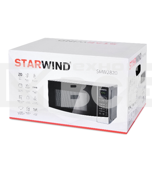 Микроволновая печь Starwind SMW2820 серебристый/черный, 20 л, 700 Вт, переключатели - сенсор