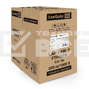 Кабель ExeGate FTP 4 пары кат.5e медь, 24AWG, экран, бухта 305м, оранжевый, LSZH