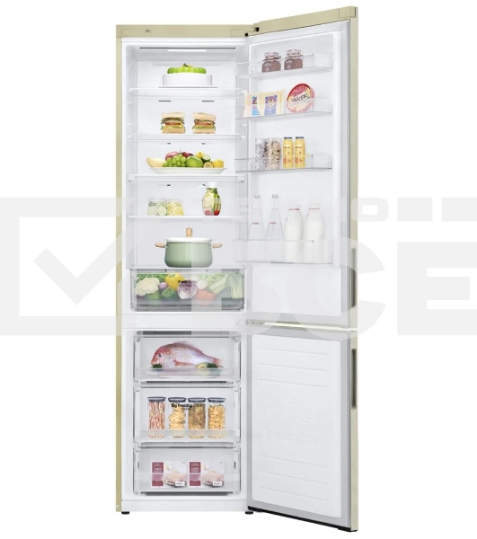 Холодильник LG GA-B509CESL бежевый глянцевый двухкамерный 277/107л морозилка снизу, No Frost