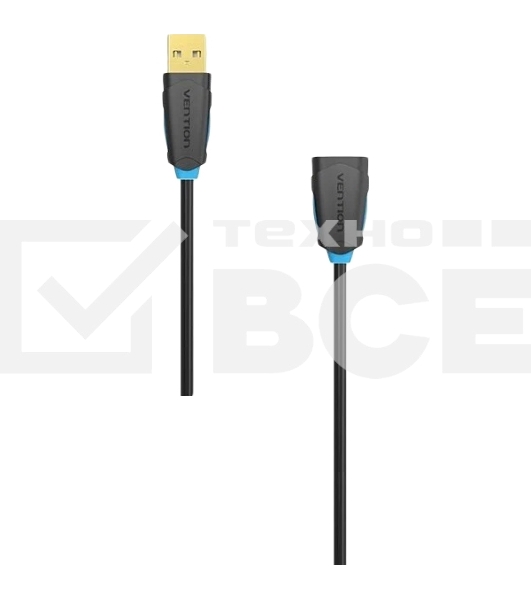Кабель-удлинитель Vention USB 2.0 AM/AF - 1м Чёрный