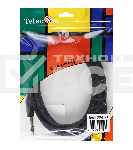 Кабель-адаптер 3.5ST(M)/6.35 ST(M), 3м, Telecom PRO <TAV6165-3M>