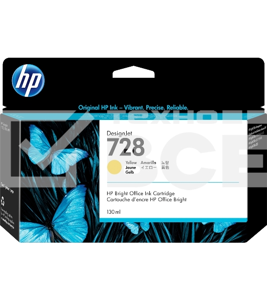 Картридж струйный HP 728 с желтыми чернилами для принтеров Designjet, 130 мл