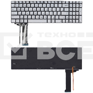 Клавиатура для ноутбука Asus N551 серая с подсветкой