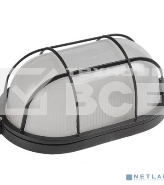 Светильник НПП 1402 60Вт E27 IP54 черный овал с решеткой ИЭК LNPP0-1402-1-060-K02