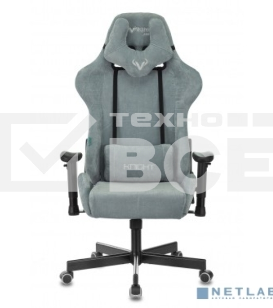 Кресло игровое Бюрократ VIKING KNIGHT LT28 FABRIC серо-голубой крестовина металл/пластик