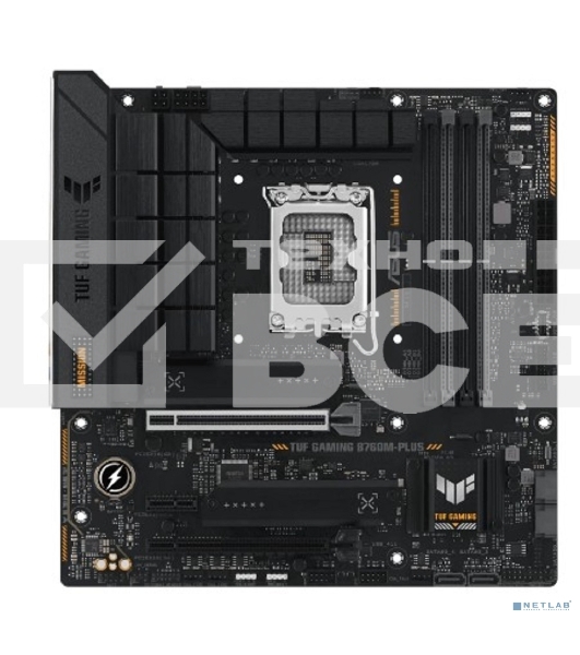 Материнская плата ASUS TUF GAMING B760M-PLUS, LGA 1700, Intel B760, 4xDDR5, 4xSATA, 2xM.2, 1xPCIe 5.0 x16, 1xPCIe 4.0 x4, 1xPCIe x1, 2xUSB-A 3.2 Gen 2, 3xUSB-A 3.2 Gen 1, 2xUSB 2.0, 1xUSB-C 3.2 Gen 2x2, 1x2.5Gb LAN, 5x3.5 мм, 7.1, mATX