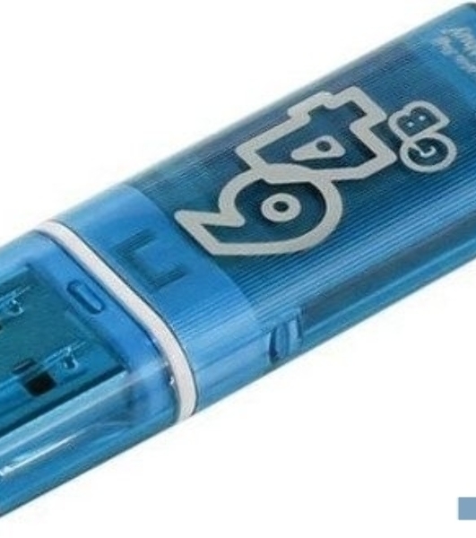 Флешка USB SmartBuy Glossy series Blue (SB64GbGS-B), 64Gb, USB 2.0, R/W 25/15, нежно-голубой