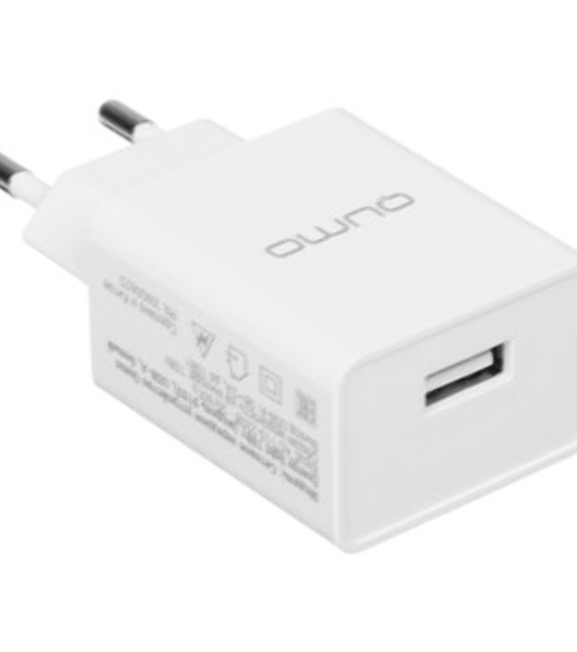 Сетевое зарядное устройство Qumo Energy light 10Вт, (модель 0103), порт: USB-A, + кабель PVC 1м. USB-A на MicroUSB, белый