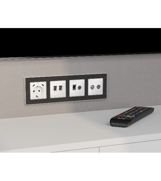 Комплект механизма розетки компьютерной + TV оконечной RJ-45 с автоматической защитной шторкой ALFA Белый матовый QUANT (AP1325, VM195) MA132510