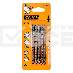 Пилки для лобзика DeWALT DT2164-QZпо дереву HCS T 101 D, 5шт.