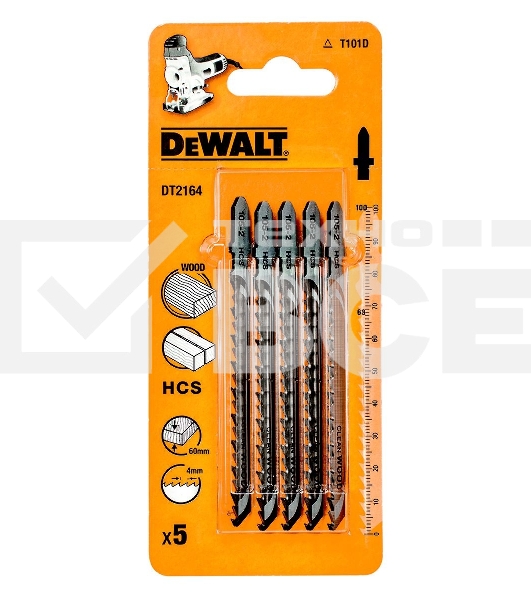 Пилки для лобзика DeWALT DT2164-QZпо дереву HCS T 101 D, 5шт.