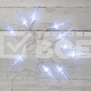 Гирлянда светодиодная «Сосульки» 1.5 м, 10 LED, прозрачный ПВХ, цвет свечения белый, 2 х АА (батарейки не в комплекте) NEON-NIGHT