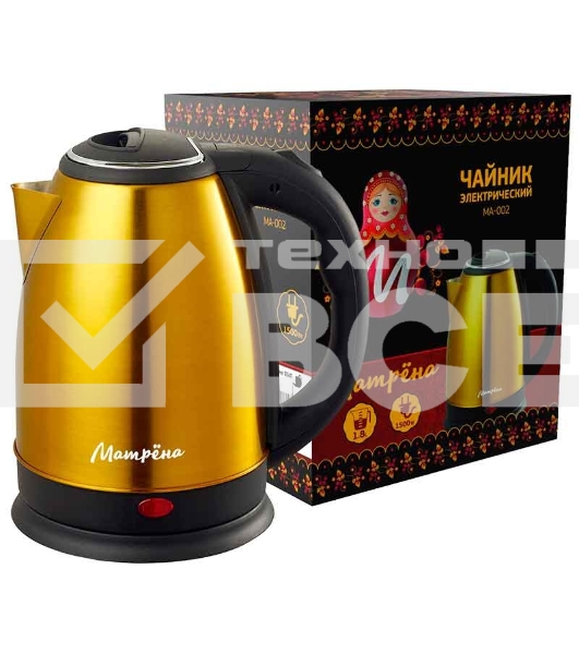 Чайник Матрена MA-002 электрический (1,8 л) стальной желтый