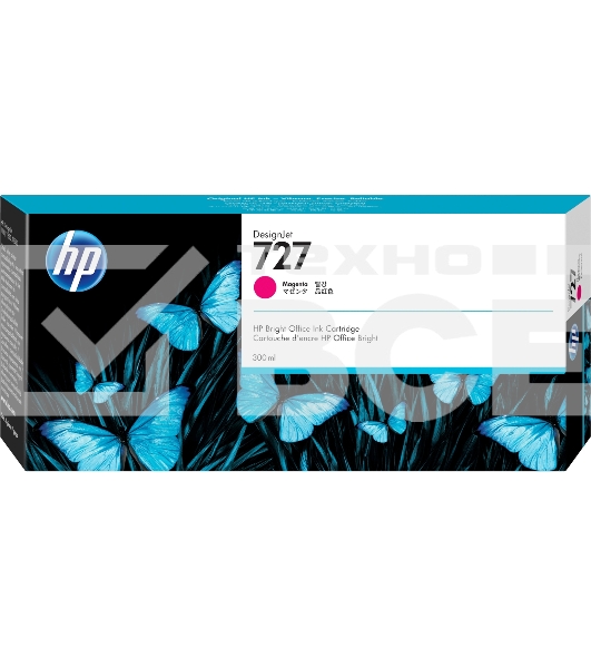 Картридж струйный HP 727 F9J77A пурпурный для HP DJ T1500/T1530/T2500/T2530/T920/T930 (300мл)