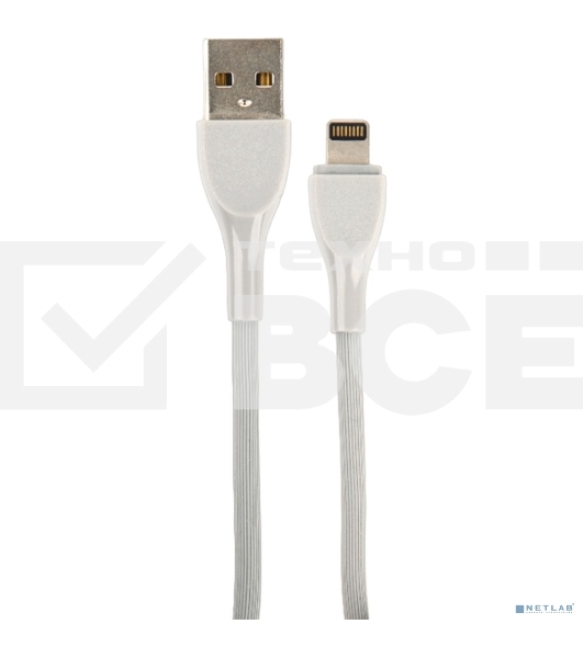Кабель PERFEO USB A вилка - Lightning вилка, 2.4A, серый, силикон, 1 м., ULTRA SOFT (I4332)