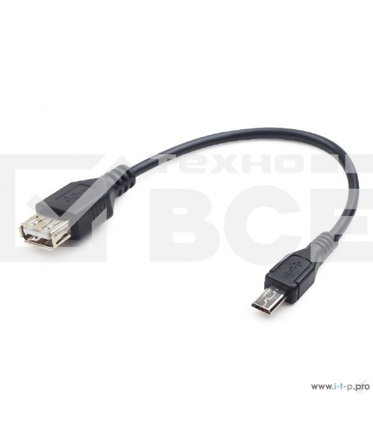 Кабель USB 2.0 OTG Cablexpert A-OTG-AFBM-03 USBAF/MicroBM, 0.15м, удлиненный разъем micro USB - 9мм,  пакет