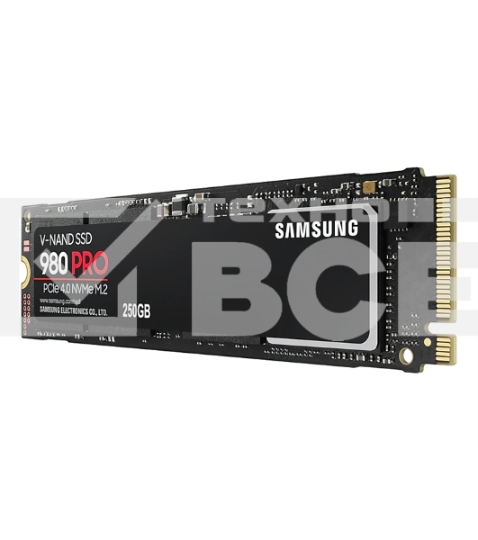 Накопитель SSD Samsung 980 PRO, 250GB, PCIe 4.0 x4, M.2 2280, NVMe, R/W 6400/2700