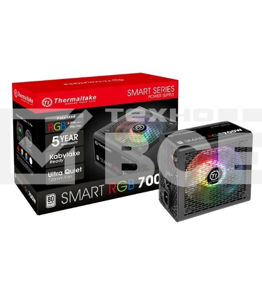 Блок питания Thermaltake Smart RGB (PS-SPR-0700NHSAWE-1), 700Вт, 80 PLUS, 120мм, черный