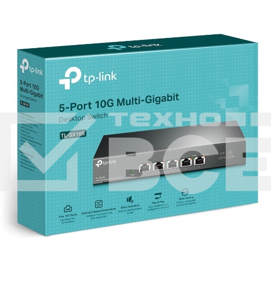 Коммутатор TP-Link 5-port Desktop 10G Unmanaged Switch, 5 100/1G/2.5G/5G/10G RJ-45 ports, Fanless design