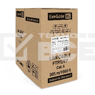 Кабель ExeGate FTP 4 пары кат.6 медь, 23AWG, экран, бухта 305м, оранжевый, LSZH
