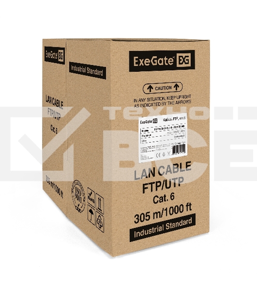 Кабель ExeGate FTP 4 пары кат.6 медь, 23AWG, экран, бухта 305м, оранжевый, LSZH