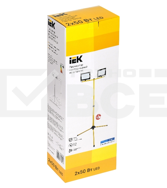 Прожектор светодиодный Iek LPDO606-2X050-65-K02 СДО 06-2х50Ш штатив 6500К IP65 черный