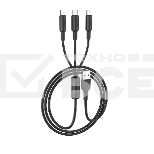 Кабель USB HOCO X25 Soarer 3 в 1 для Lightning, Micro USB, Type-C, 2А, 1м, черный
