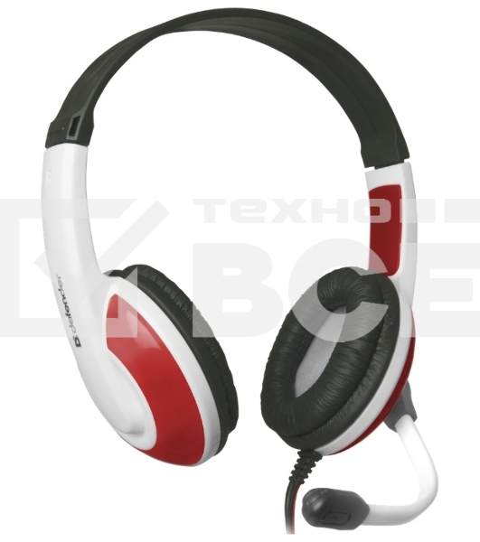Наушники Defender Warhead G-120 красный/белый кабель 2 м