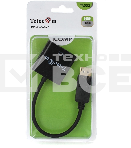 Кабель-переходник DP --> VGA-F 0,2m , Telecom (TA522)
