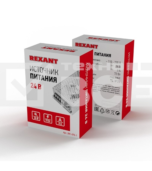 Источник питания 220 V AC/24 V DC 3 A 72 W с разъемами под винт, без влагозащиты (IP23)