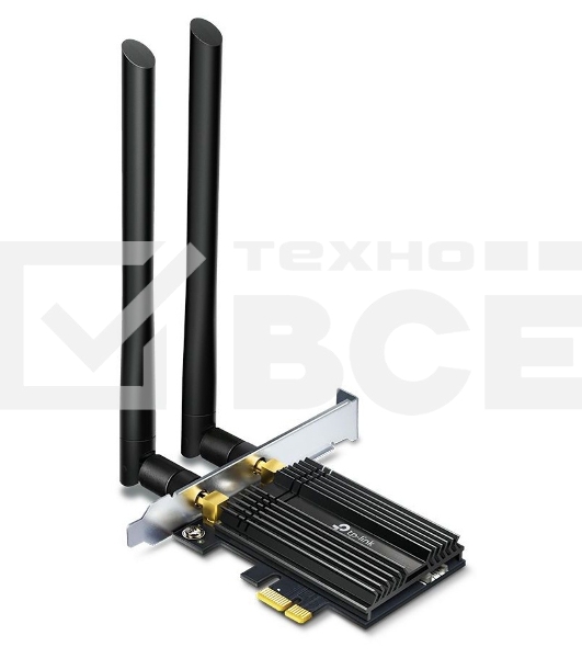 Адаптер 11AX 3000Mbps dual-band PCI-E adapter, 2402Mbps at 5G and 574Mbps at 2.4G, support Bluetooth 5.0, WPA2 encryption, two external Antennas.