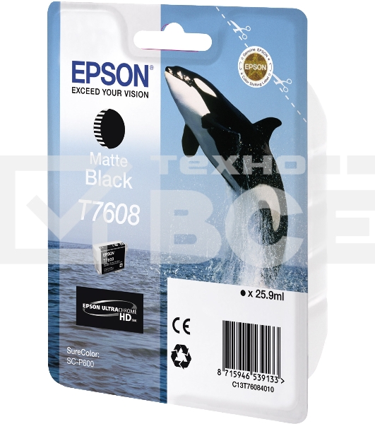 Картридж струйный EPSON C13T76084010/C13T76084N10 черный матовый (25.9 мл) для SC-P600