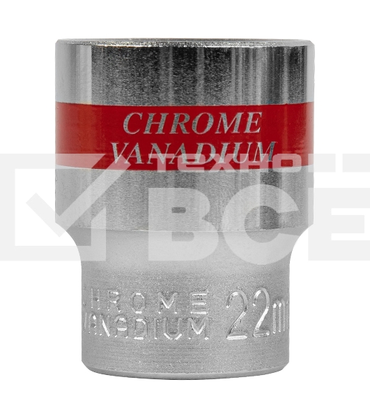 Головка торцевая, 22 мм, 6-гранная, CrV, под квадрат 1/2