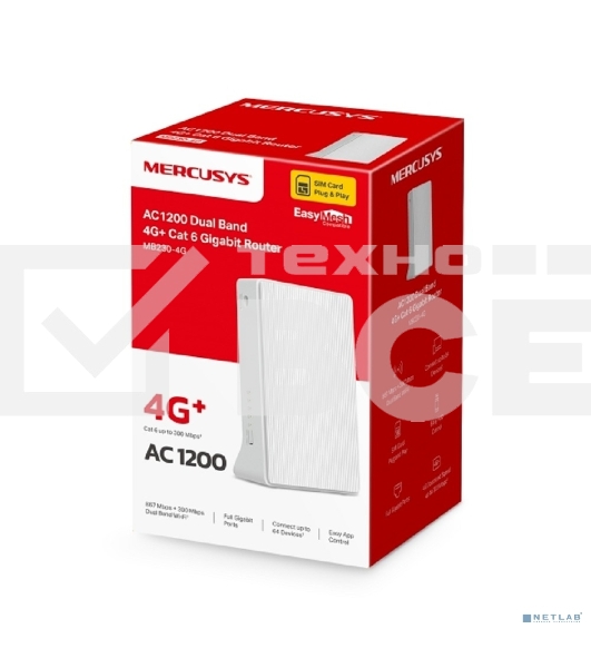 Двухдиапазонный гигабитный роутер Mercusys MB230-4G Wi-Fi AC1200 с поддержкой 4G+ категории 6